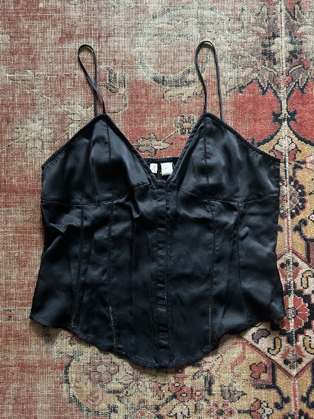 Vintage Y2K 100% Silk Hook & Eye Corset Top